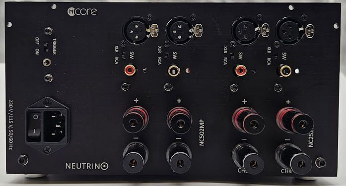 NEUTRINO 4 Channel Colorcube Hypex NC252MP 2x250W 4OHM(2x150W 8OHM) + NC122MP 2x125W 4OHM(2x75W 8OHM) 4xXLR OR 4xRCA, Trigger