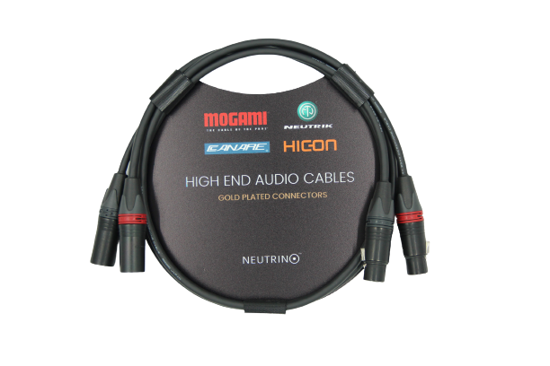 XLR-XLR Cable, Balanced Mogami W2549 Cable, Neutrik Gold Plated Male / Female XLR Connectors Pair