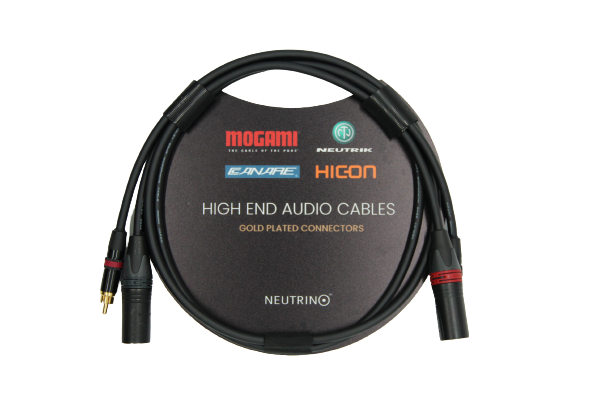 XLR-RCA CABLE, BALANCED MOGAMI W2549 CABLE, NEUTRIK XLR MALE AND RCA CONNECTOR, PAIR