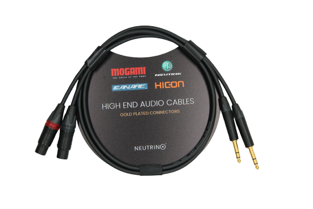 TRS-XLR Cable, Balanced Mogami W2549 Cable, Neutrik Gold Plated TRS 6.35mm And XLR Connector Female, Pair