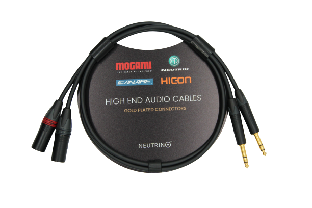 TRS-XLR Cable, Balanced Mogami W2549 Cable, Neutrik Gold Plated TRS 6.35mm And XLR Connector Male, Pair