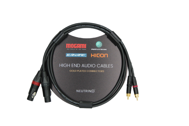 XLR-RCA CABLE, BALANCED MOGAMI W2549 CABLE, NEUTRIK FEMALE XLR AND RCA CONNECTOR, PAIR