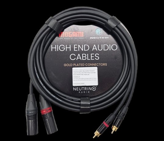 XLR-RCA Cable, Balanced Mogami W2549 Cable, Neutrik MAle XLR And RCA Connector, Pair