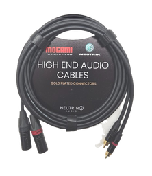 XLR-RCA Cable, Balanced Mogami W2549 Cable, Neutrik MAle XLR And RCA Connector, Pair